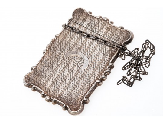 Lot Of Three Antique Sterling Silver Chatelaine Pieces, Including Two Card Cases