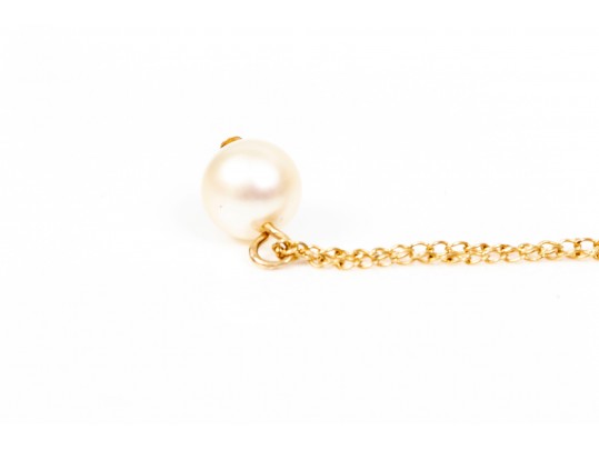 Collection Of 14K And Cultured Pearl Necklace, Earrings And Ring, Size 6