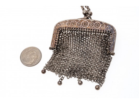 Lot Of Three Antique Sterling Silver Chatelaine Pieces, Including Two Card Cases