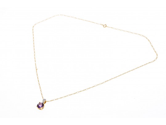 Delicate 14K Rich Purple Amethyst Pendant Necklace