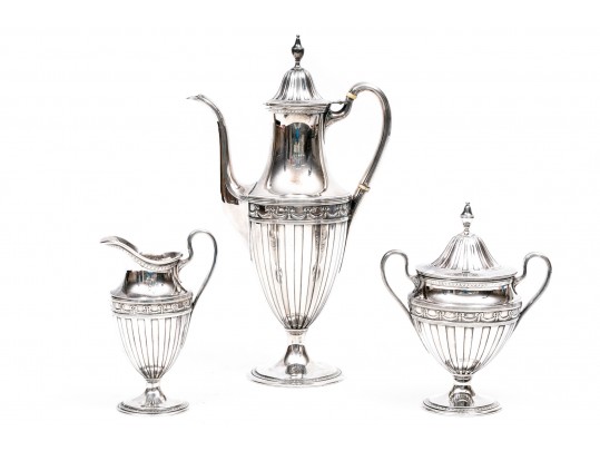 Tiffany & Co. Makers  Sterling Stunning Vintage Three Piece Pedestal Demitasse Set