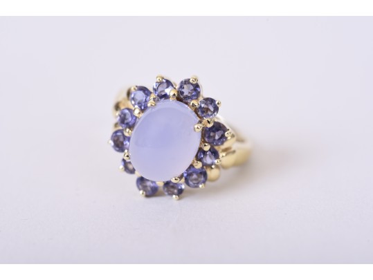 14K YG Chalcedony, Tanzanite Cocktail Ring & Earrings *UPDATED*
