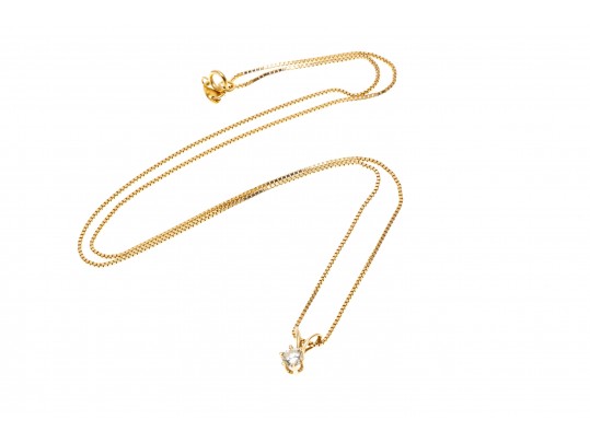 Dainty 14K Single Diamond Pendant Necklace