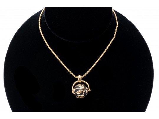 Dynamic 18K And 14K Gold Floral Roller Pendant Necklace