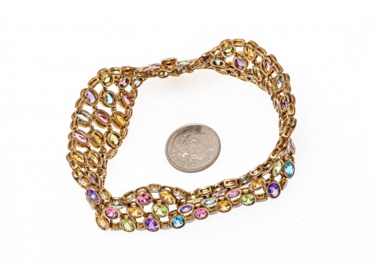 Colorful Multi-Stone Sterling Bracelet 