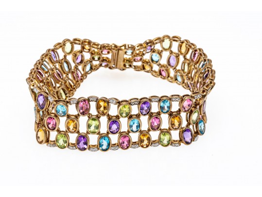 Colorful Multi-Stone Sterling Bracelet 