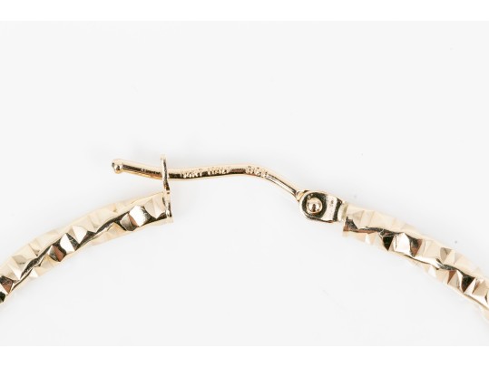 14K Twist Hoop Pendant Earrings