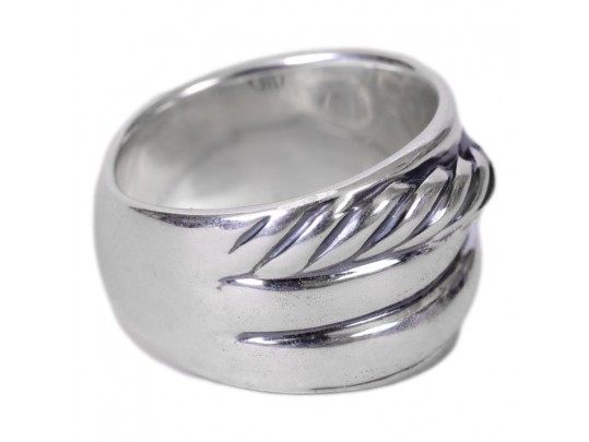 David Yurman Wide Cable Crossover Statement Band Ring, Size 6.5