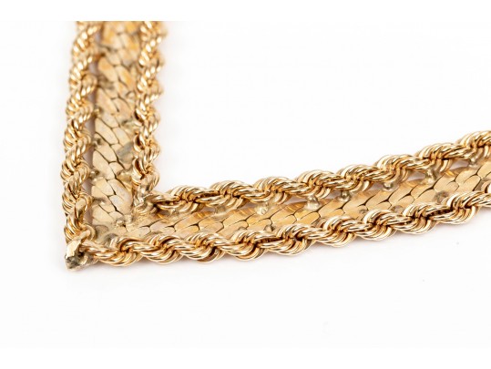 14K Herring Bone Chevron Chain Neckllace