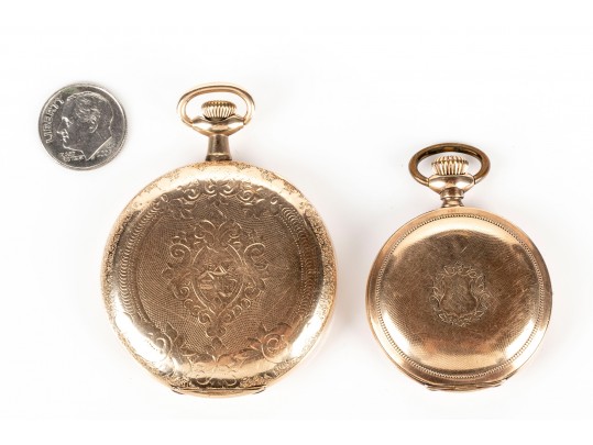 Lot Of Two Vintage Gold Filled Hunter Pocketwatches, Including Waltham