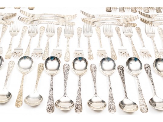 Lot Of Assorted Maker Complementary Sterling Silver Flatware, 112 Pieces