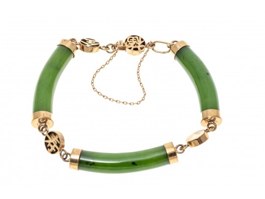 14K Carved Nephrite Bracelet