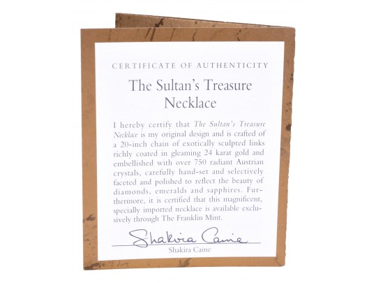 Franklin Mint The Sultan's Treasure 22K Gold Plated Necklace, Bracelet And Earrings Set