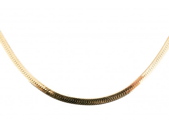 Classic 14K Herring Bone Chain Necklace