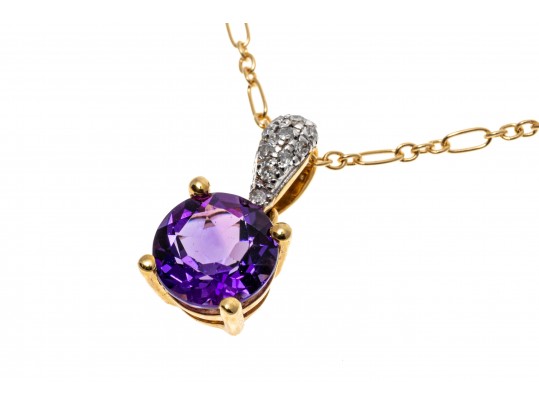 Delicate 14K Rich Purple Amethyst Pendant Necklace