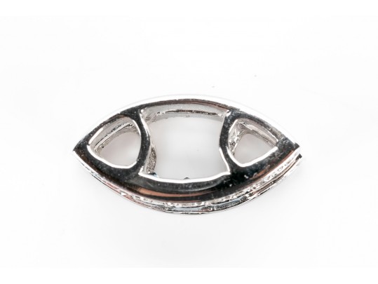 Unique 14K White Gold Diamond And Sapphire Lozenge Shaped Pendant