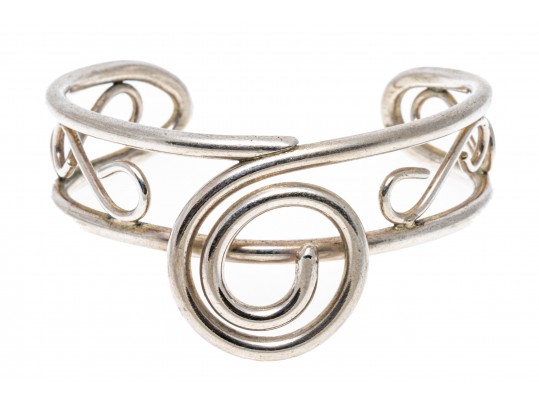 Sterling Open Scrollwork And Spiral Cuff Bracelet