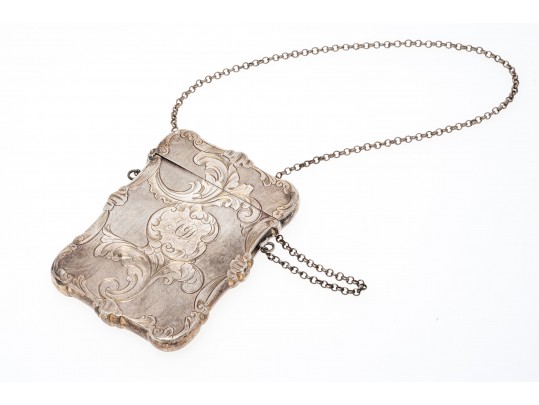 Lot Of Three Antique Sterling Silver Chatelaine Pieces, Including Two Card Cases