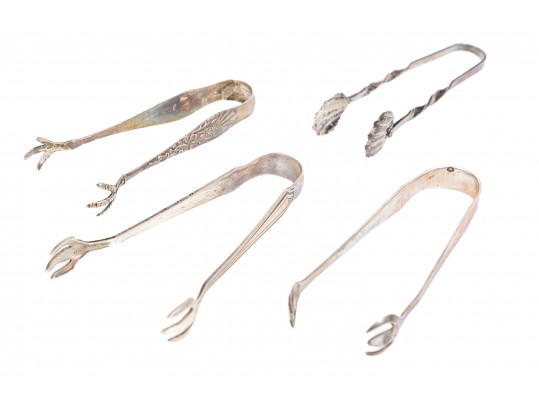 Lot Of Four Assorted Vintage Sterling Silver Sugar Tongs