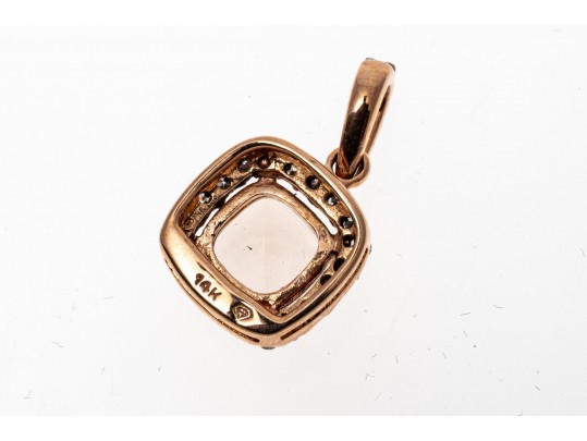 Cute 14K Rose Gold Morganite And Diamond Pendant