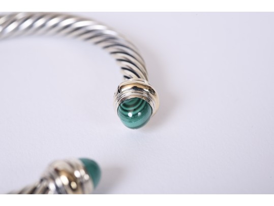 David Yurman Cable Classic Sterling 14K Gold And Malachite Cuff Bracelet