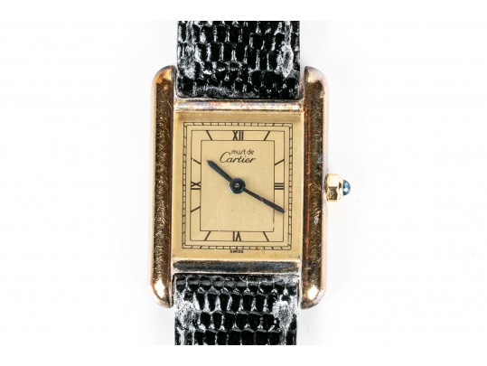 Classic Muste De Cartier Watch With Leather Strap