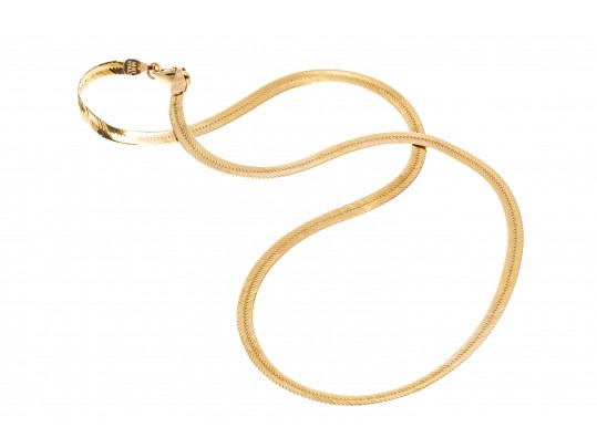 14K Italian Herringbone Chain Necklace
