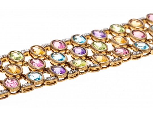 Colorful Multi-Stone Sterling Bracelet 