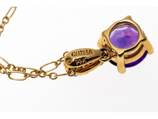 Delicate 14K Rich Purple Amethyst Pendant Necklace