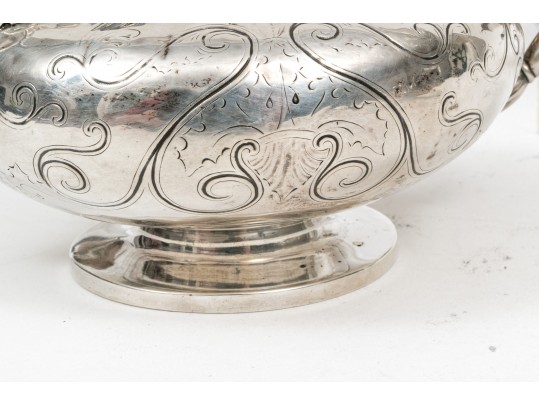 Antique Sterling Silver Beautiful Early Victorian Four Pieces Tea Set, Circa 1839 By Joseph Taylor