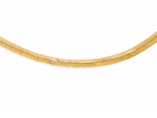 14K Italian Herringbone Chain Necklace