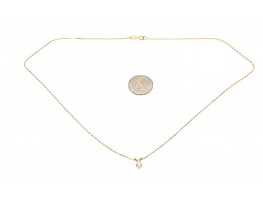Dainty 14K Single Diamond Pendant Necklace