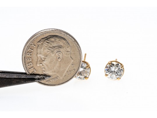 Classic 14K Brilliant Cut Diamond Stud Earrings, 0.9 TCW