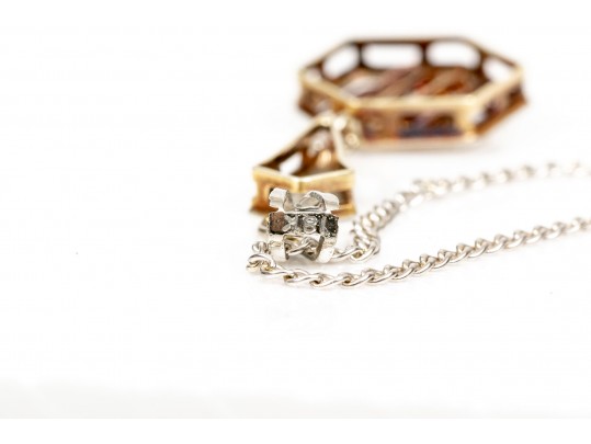 14K White Gold Vintage Style Diamond Drop Pendant Necklace