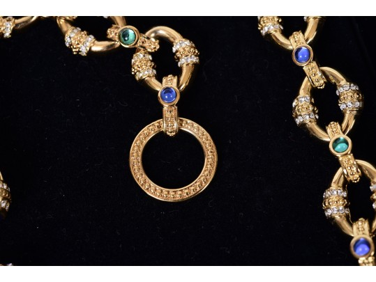 Franklin Mint The Sultan's Treasure 22K Gold Plated Necklace, Bracelet And Earrings Set