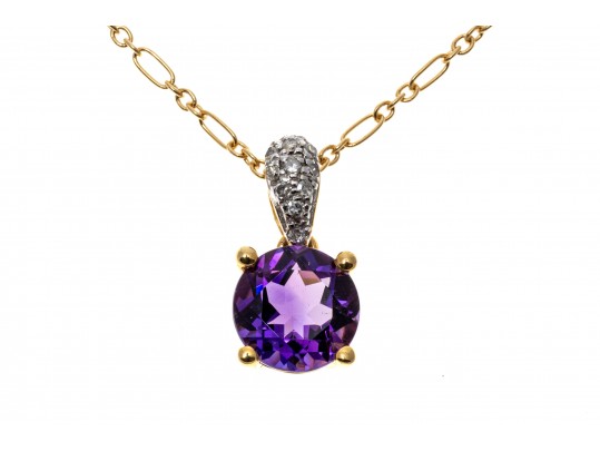 Delicate 14K Rich Purple Amethyst Pendant Necklace