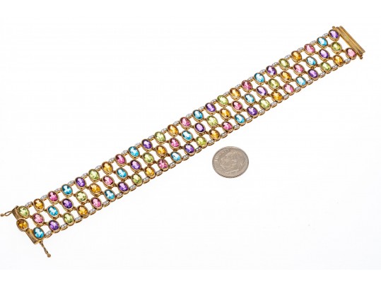 Colorful Multi-Stone Sterling Bracelet 