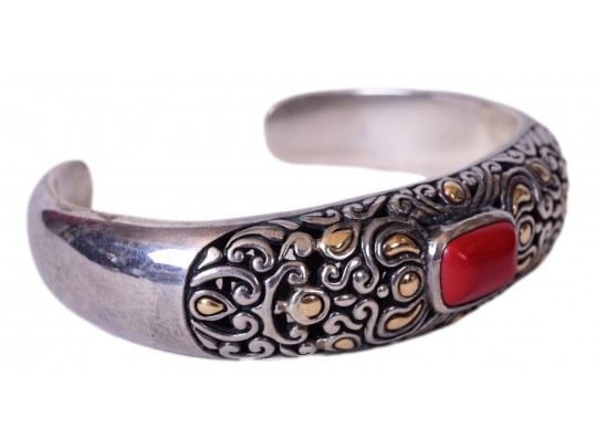 Samuel Benham BJC Sterling Silver, 18K Red Coral Jewelry Suite