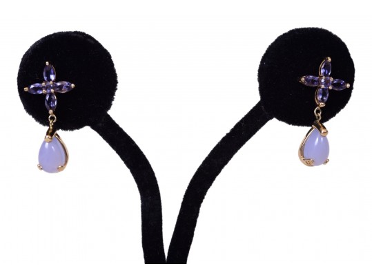 14K YG Chalcedony, Tanzanite Cocktail Ring & Earrings *UPDATED*