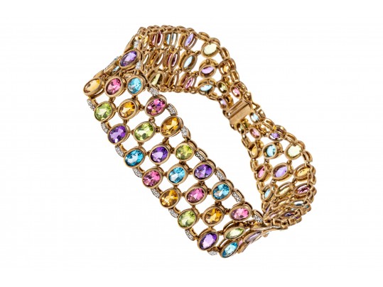 Colorful Multi-Stone Sterling Bracelet 