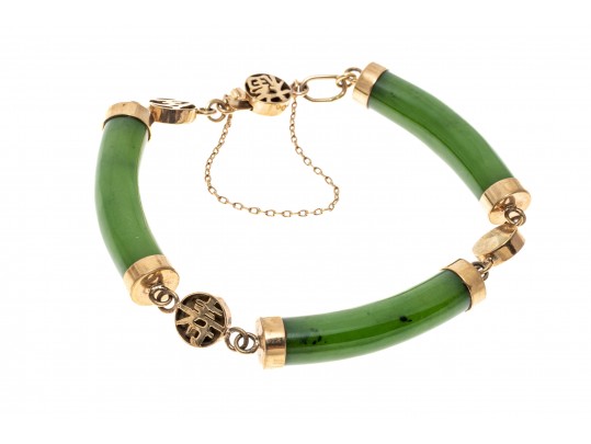 14K Carved Nephrite Bracelet