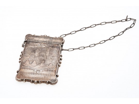 Lot Of Three Antique Sterling Silver Chatelaine Pieces, Including Two Card Cases