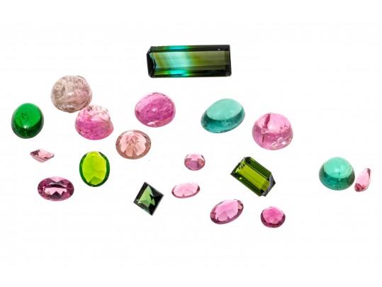 Loose Stones: 18 Green And Pink Tourmaline, 16.0 TCW