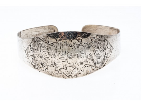 Sterling Etched Cuff Bracelet