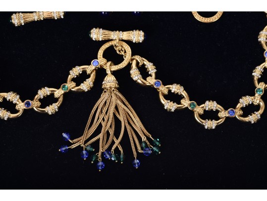 Franklin Mint The Sultan's Treasure 22K Gold Plated Necklace, Bracelet And Earrings Set