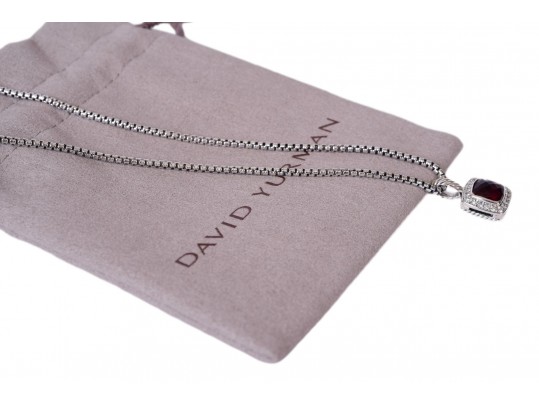 David Yurman Petite Albion Garnet Pave Diamond Pendant Necklace