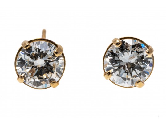 Classic 14K Brilliant Cut Diamond Stud Earrings, 0.9 TCW