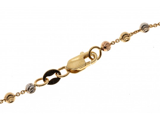 14K Tri-Colored Drop Cross Pendant Necklace