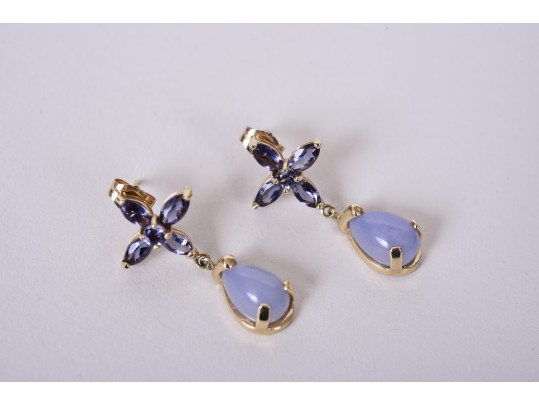 14K YG Chalcedony, Tanzanite Cocktail Ring & Earrings *UPDATED*