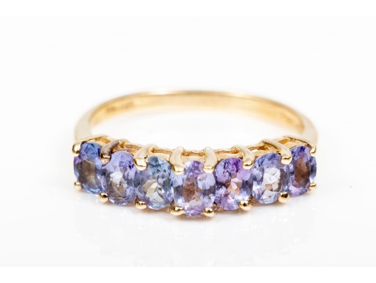 14K Purple-Blue Tanzanite Ring, Size 6